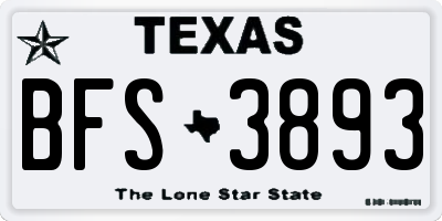 TX license plate BFS3893