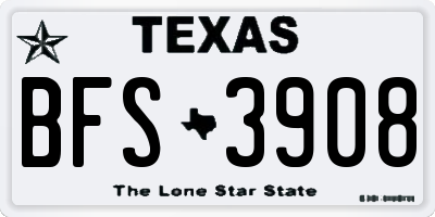 TX license plate BFS3908