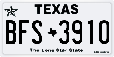 TX license plate BFS3910