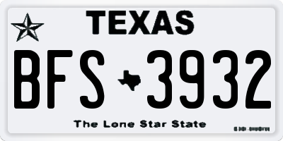 TX license plate BFS3932