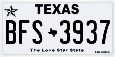 TX license plate BFS3937