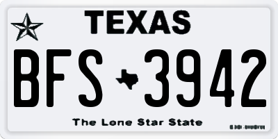 TX license plate BFS3942