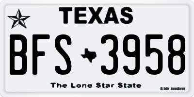 TX license plate BFS3958