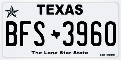 TX license plate BFS3960
