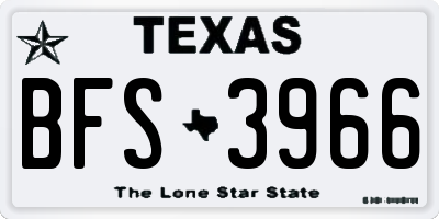 TX license plate BFS3966