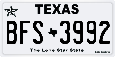TX license plate BFS3992