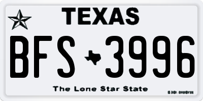 TX license plate BFS3996
