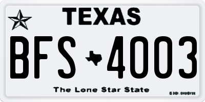 TX license plate BFS4003