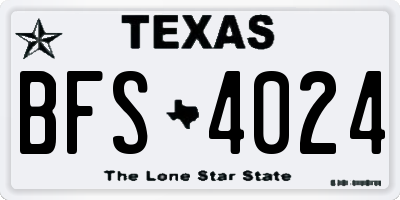 TX license plate BFS4024