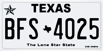 TX license plate BFS4025
