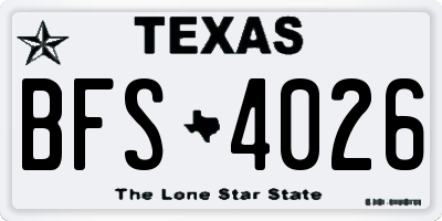 TX license plate BFS4026