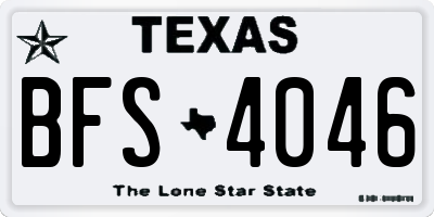 TX license plate BFS4046
