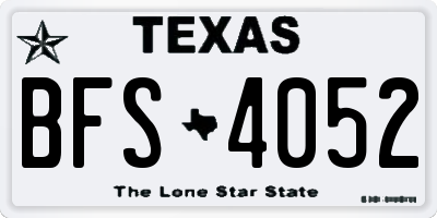 TX license plate BFS4052