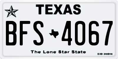 TX license plate BFS4067