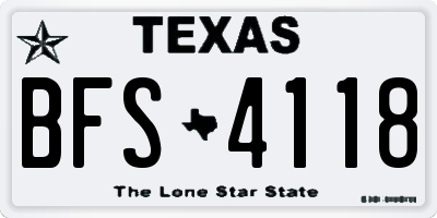 TX license plate BFS4118