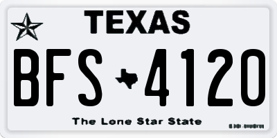 TX license plate BFS4120