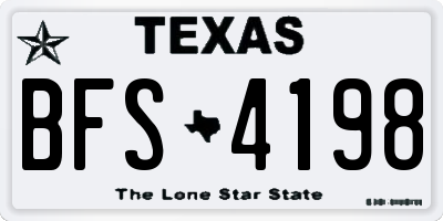 TX license plate BFS4198