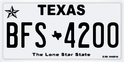 TX license plate BFS4200