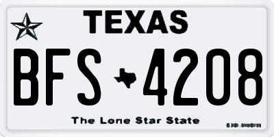 TX license plate BFS4208