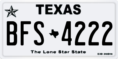 TX license plate BFS4222