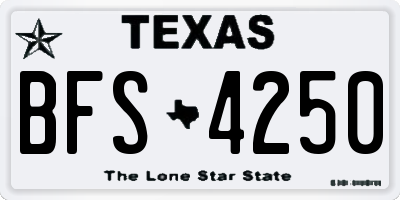 TX license plate BFS4250