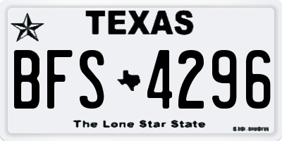 TX license plate BFS4296