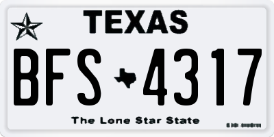 TX license plate BFS4317