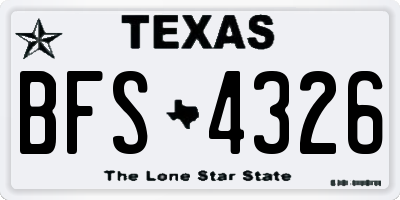 TX license plate BFS4326