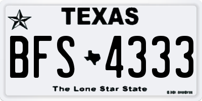 TX license plate BFS4333