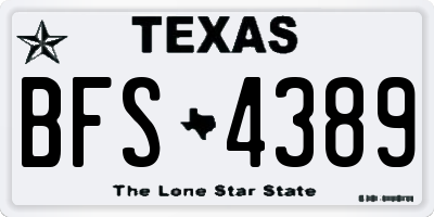 TX license plate BFS4389