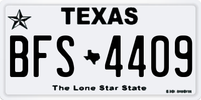 TX license plate BFS4409