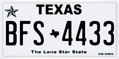 TX license plate BFS4433