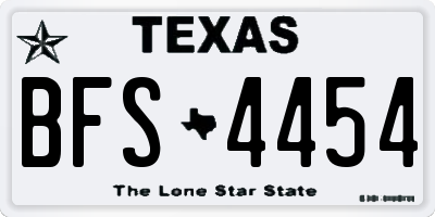 TX license plate BFS4454