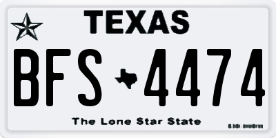 TX license plate BFS4474