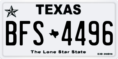 TX license plate BFS4496