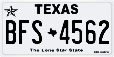 TX license plate BFS4562