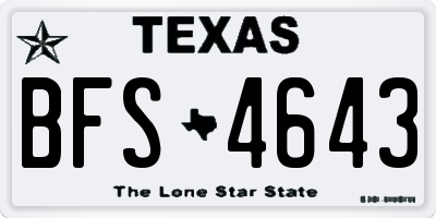 TX license plate BFS4643