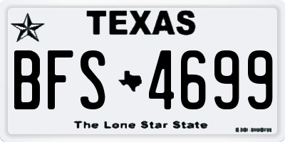TX license plate BFS4699