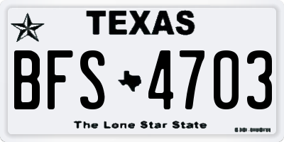 TX license plate BFS4703