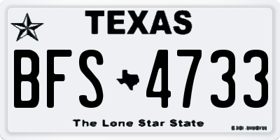 TX license plate BFS4733