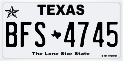 TX license plate BFS4745