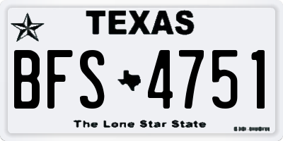 TX license plate BFS4751