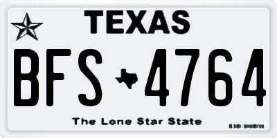TX license plate BFS4764