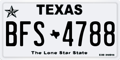 TX license plate BFS4788