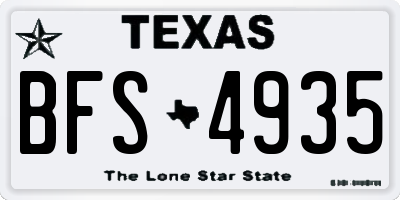TX license plate BFS4935
