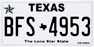 TX license plate BFS4953