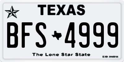 TX license plate BFS4999