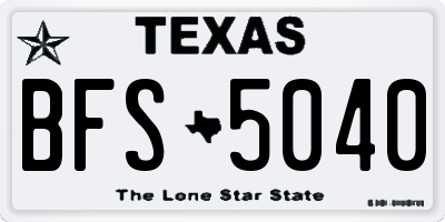 TX license plate BFS5040