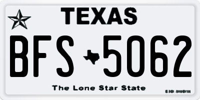 TX license plate BFS5062