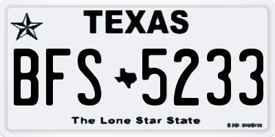 TX license plate BFS5233